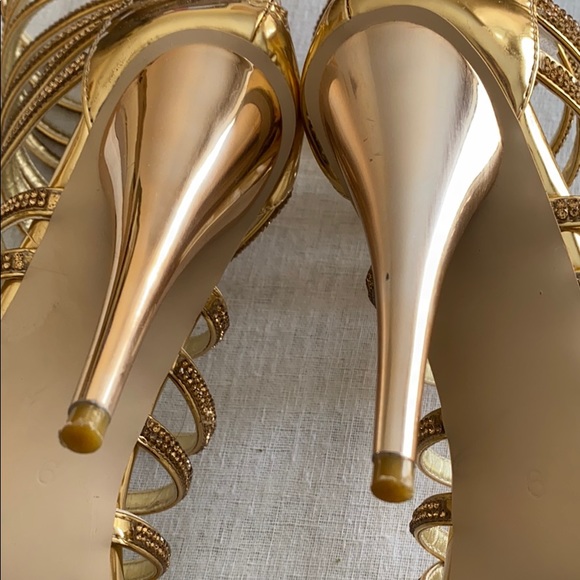 FSJ Gold Cage Stiletto’s with Gold Crystals - Picture 12 of 14